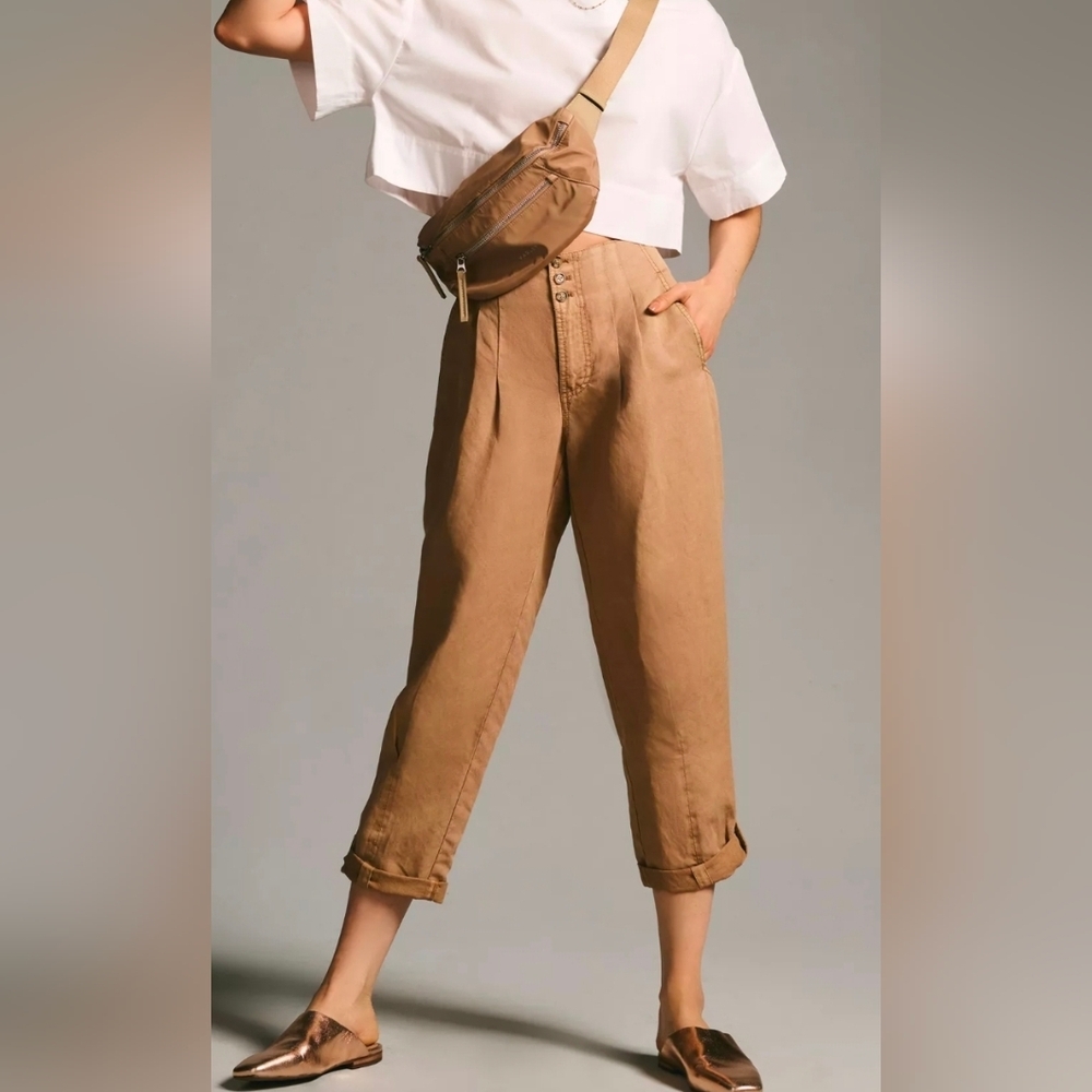 Anthropologie Marrakech Size 28 Nicola Pleated Pants Linen Blend